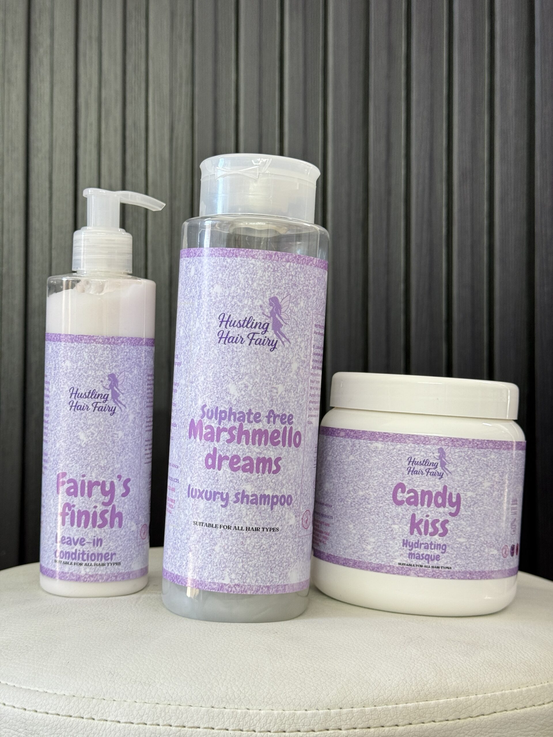 Hair Fairy Esstentials500ml shampoo 500ml Mask250ml leave in 250ml